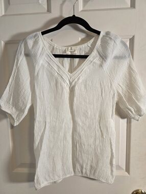 Ember Brand Boho Peasant Top Puff Sleeve White Size Medium